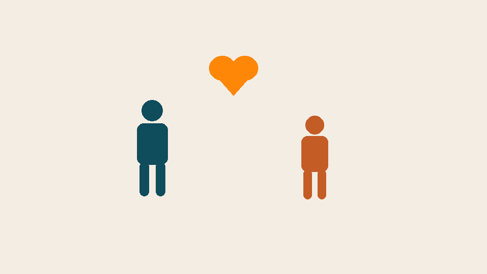 Silhouette of two people with a heart