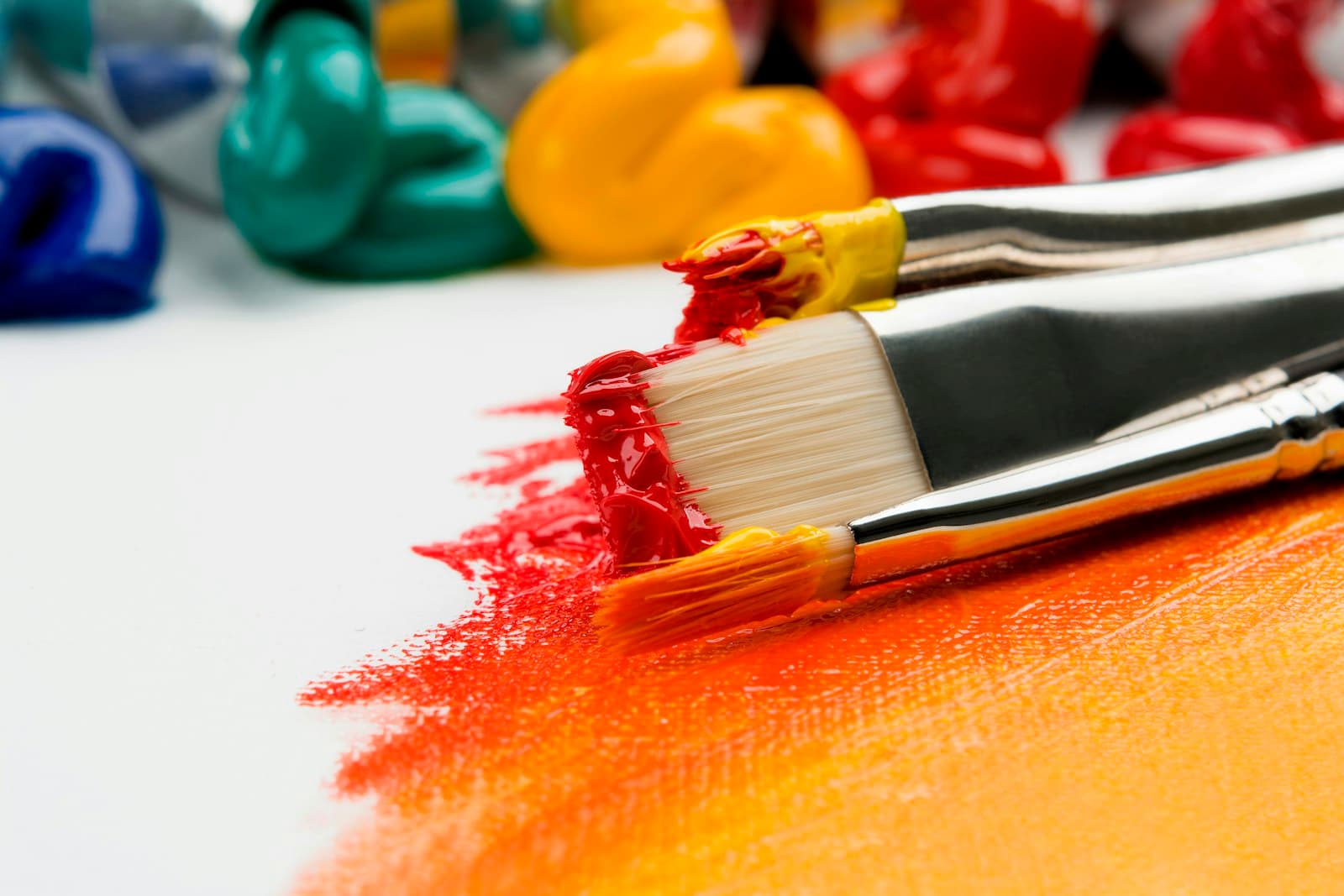 Artist painting on canvas