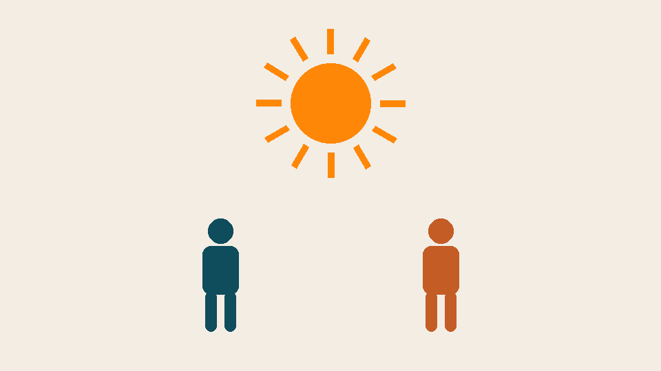 Silhouette of people under a sun